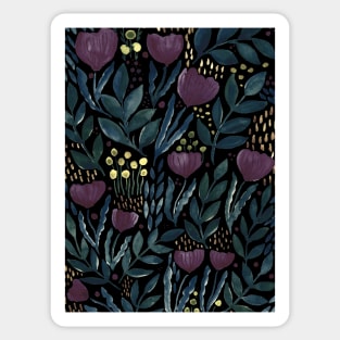 Watercolor flower garden -  purple night Sticker